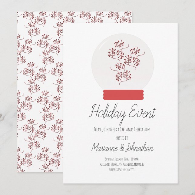 Berry Sprigs Convite para a Festa de Natal do Glob (Frente/Verso)