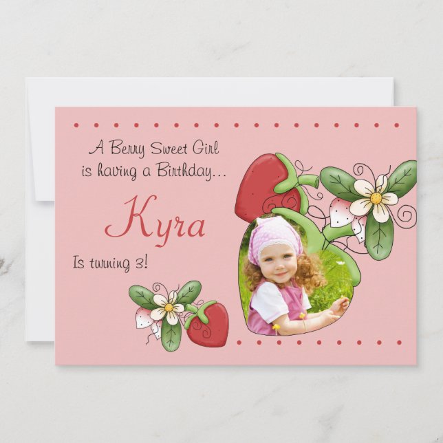 Berry Sweet - Convite de aniversário de fotos (Frente)