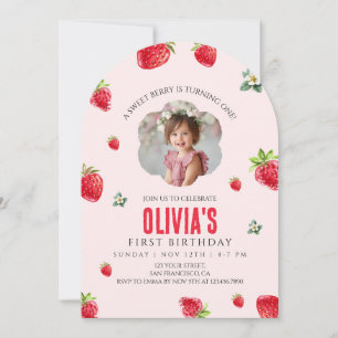Berry Sweet Primeiro Convite De Aniversário
