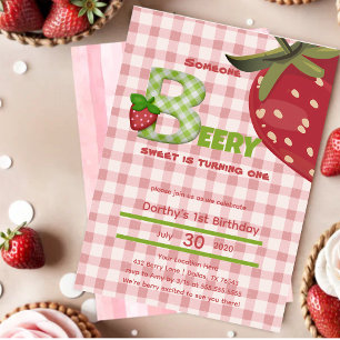 Berry Sweet Strawberry Aniversário Convite