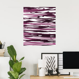 Berry Watercolor Abstrato Stripes Poster