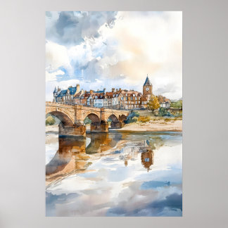 Berwick poster de aquarela Arte de Parede Berwick