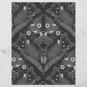 Besouro e samambaias, a preto e branco