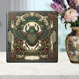 Besouro Escaravelho Art Déco Verde Ouro Floral Cer