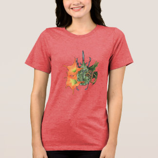 Besouro verde com flores laranja