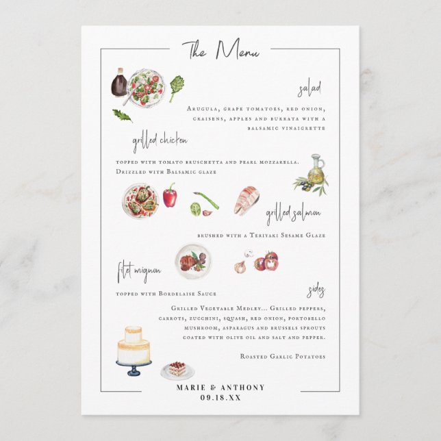 Bespoke Ilustrado | Menu Casamento (Frente)