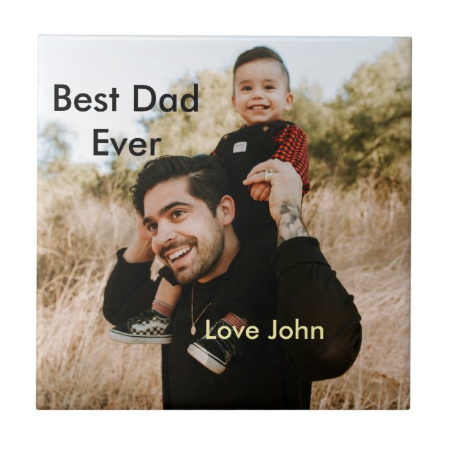 Best dad ever father's dad gift photo name simple  (Frente)