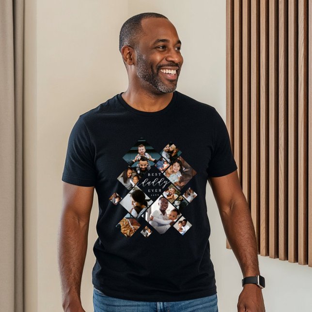 Best Daddy Ever Modern Photo Collage Personalized (Best Father Ever Modern Photo Collage Personalized Tri-Blend Shirt)