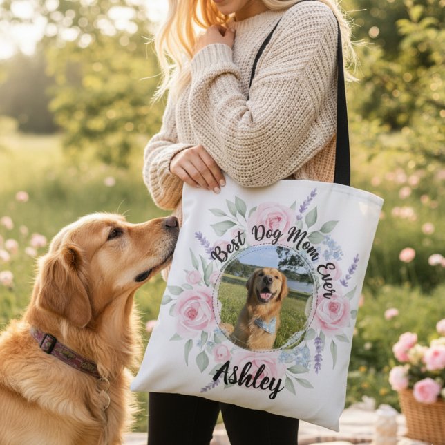 Best Dog Mom Ever Photo Tote Bag (Best Dog Mom personalized tote)