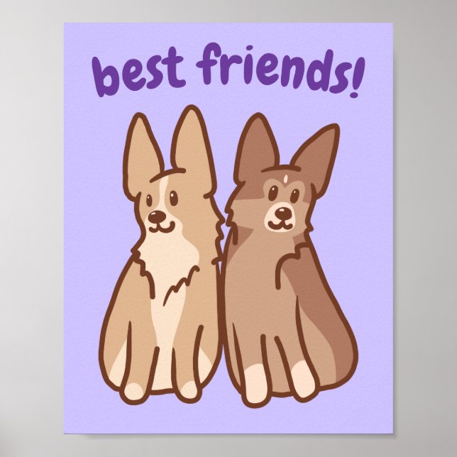 "Best Friends" Corgi Friendship Poster (Frente)