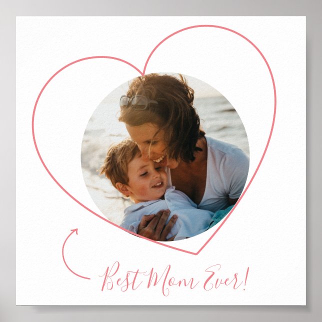 Best Mom Ever Photo Heart Poster (Frente)