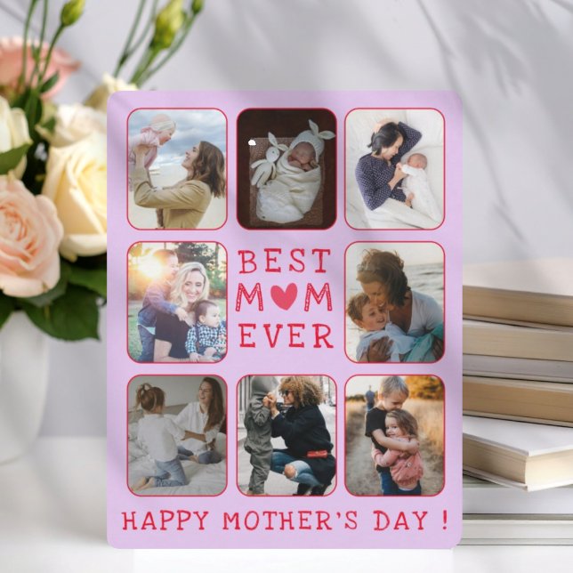 Best Mom Ever Purple & Red 8 Photo Mother’s Day  (Criador carregado)