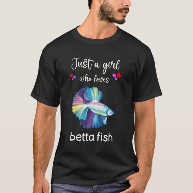 Betta Fish Engraçado Camisa Meninas Eu Amo Betta F (Frente)