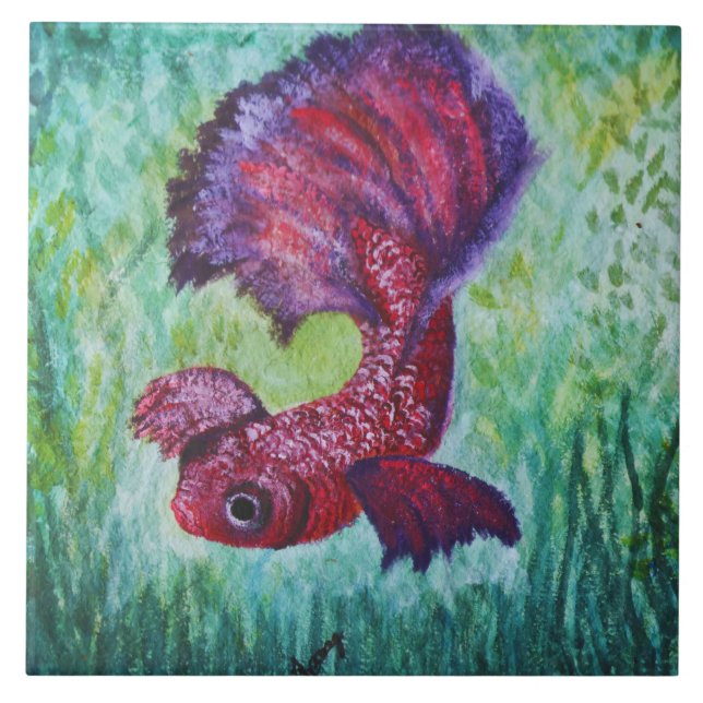 Betta fish watercolor contemporany art (Frente)