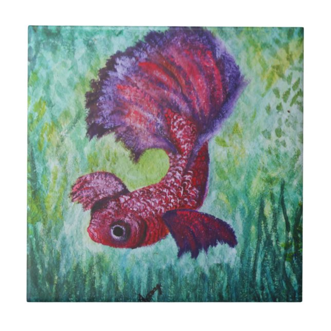 Betta fish watercolor contemporany art (Frente)