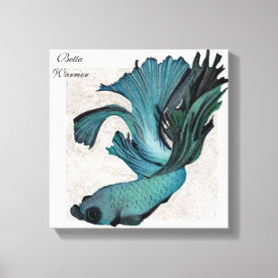 Betta Lutando Peixes em Arte Canvas Verde Teal