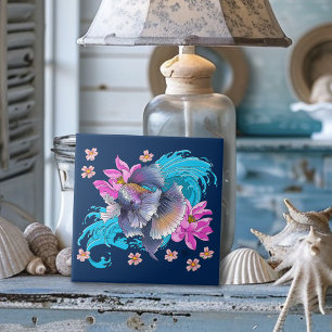 Betta Peixe Lutador Siameses Ondas de Lótus Azul