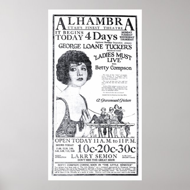 Betty Compson 1922 Vintage Filme e poster (Frente)