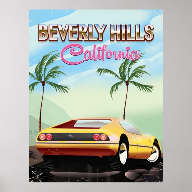 Beverly Colinas California retro poster de viagens (Frente)