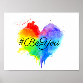 #BeYou Rainbow Splattered Heart Impressão