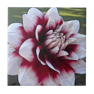 BH azulejo floral da dália vermelha e branca