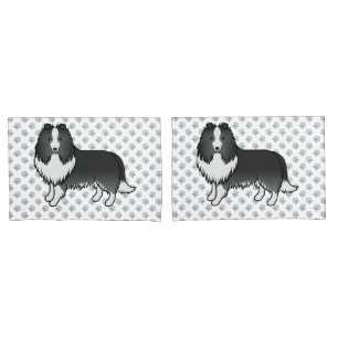 Bi-Black Shetland Sheepdog Cartoon Dog & Paws