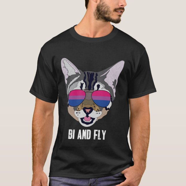 Bi e Fly Funny Cat Bisexual Bi Pride Pullover H (Frente)
