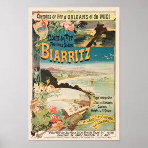 Biarritz France Poster vintage 1897
