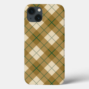 Bias Plaid in Gold with Green Stripe