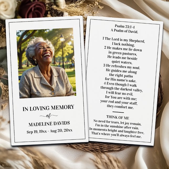 Bible Psalm Memorial Photo Prayer Card (Criador carregado)