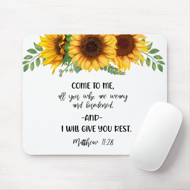Bible Verse Sunflower Mouse pad (Com mouse)