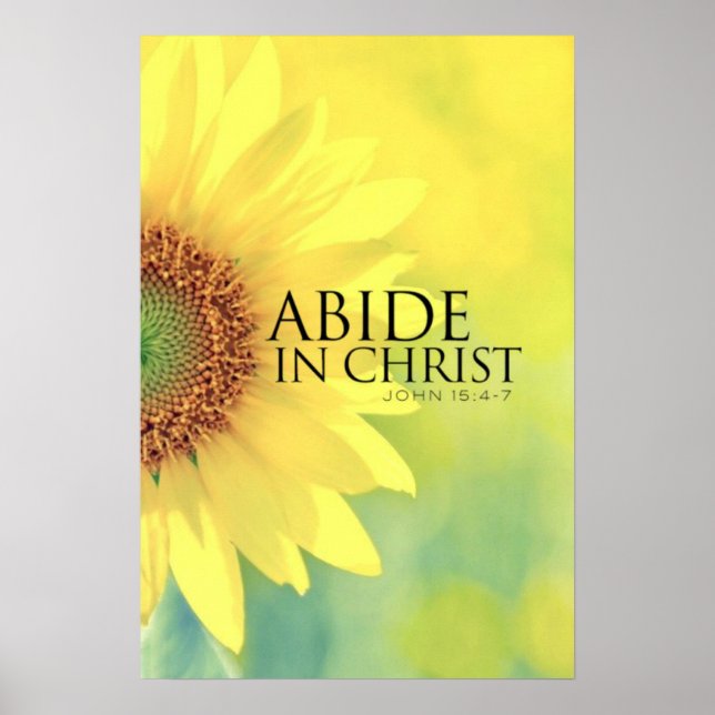 Bíblia amarelo da flor verso John 15:4-7 Poster (Frente)
