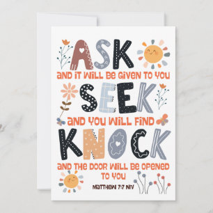 Bíblia da placa de script Matthew 7:7