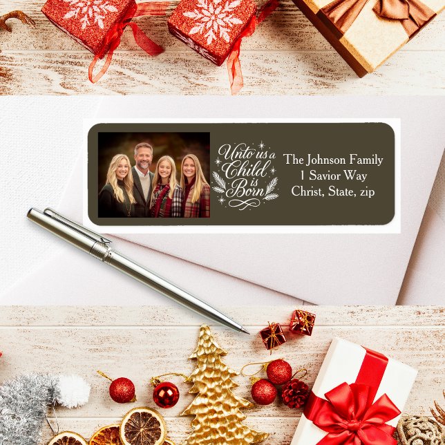 Bíblia de Fotografias Personalizada Versa Etiqueta (Custom Photo Bible Verse Christmas Labels)