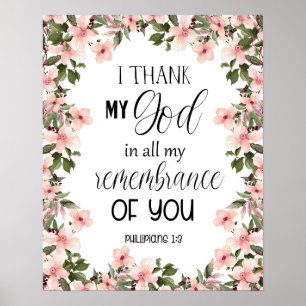Bíblia de Poster Floral Philippians Wall Art
