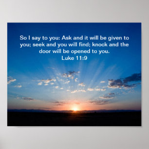 Bíblia do nascer do sol Luke 11:9 Poster
