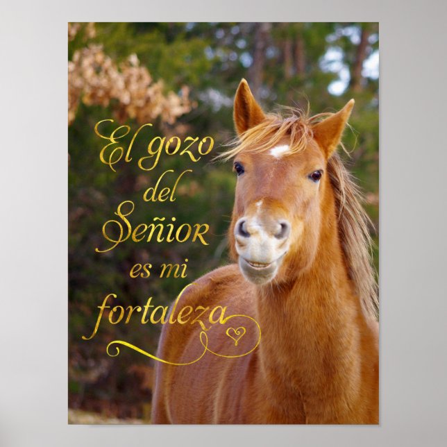 Bíblia Espanhola Verso Poster de Cavalo Sorridente (Frente)