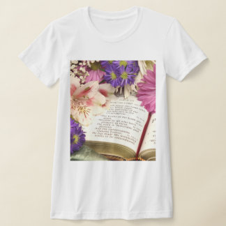 Bíblia Floral Verso Camiseta Ajustado fina feminin