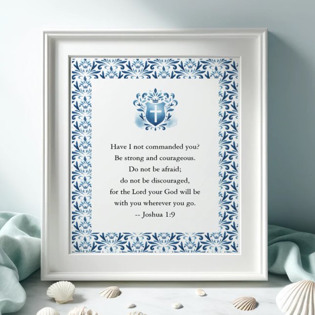 Bíblia Inspiracional Versa Poster (Bible verse inspirational poster in shades of blue)