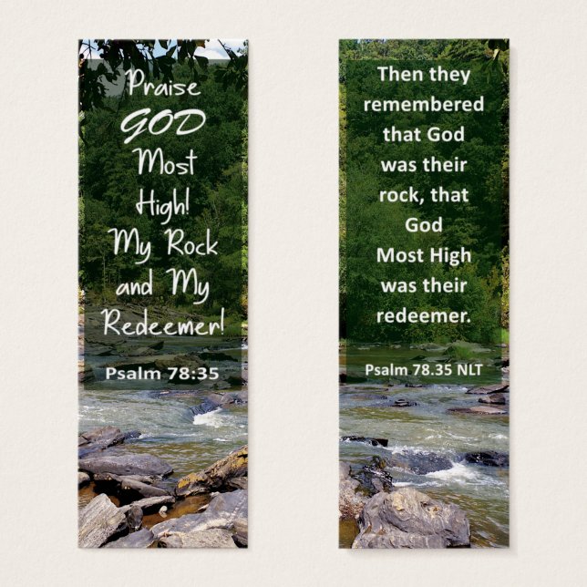 Bíblia Verse My Rock My Redeemer Mini Bookmark (Frente & Verso)