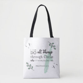 Bíblia Verse Philippians 4:13 Tote Bag