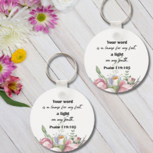Bíblia Verso Floral Salm Round Chaveiro