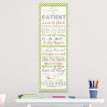 Bíblia Verso "Love Is" 1Corinthians Poster<br><div class="desc">Uma design tipográfica ocular com o encorajamento da passagem bíblia 1Corinthians 13:4-8 nos lembrando do que Deus diz em Sua palavra,  o amor é mesmo.</div>