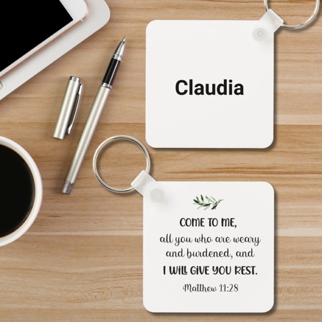 Bíblia verso Matthew Olive Square Chaveiro (Criador carregado)