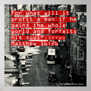 Bíblia Verso Poster - Matthew 16:26