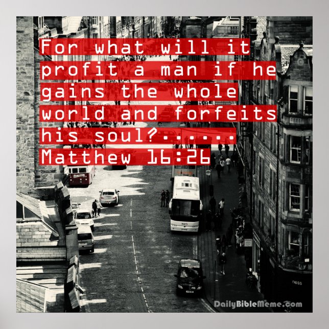 Bíblia Verso Poster - Matthew 16:26 (Frente)