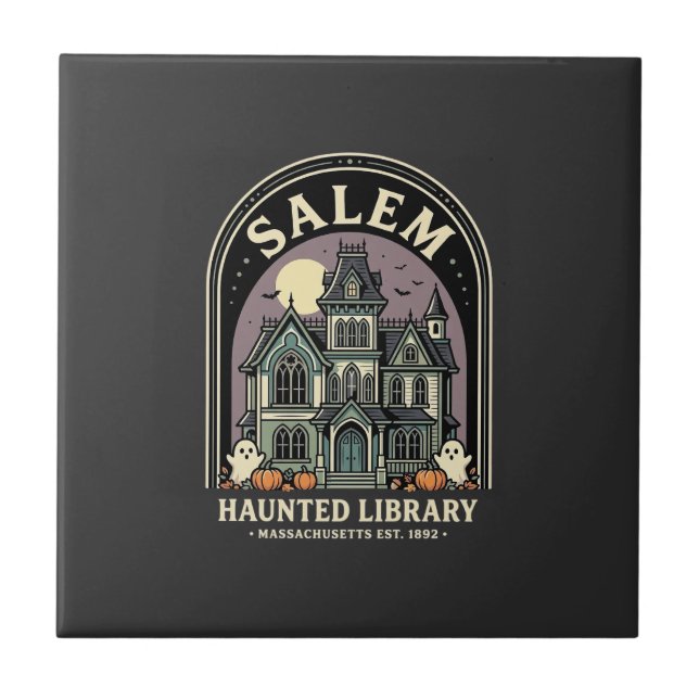 Biblioteca Assombrada de Salem Design de Halloween (Frente)