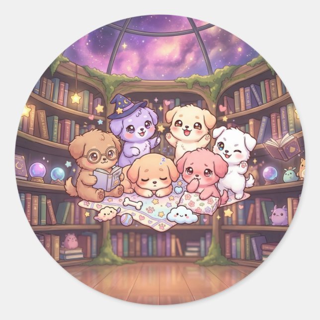 Biblioteca de Adesivos de Cachorrinho Fofo (Frente)