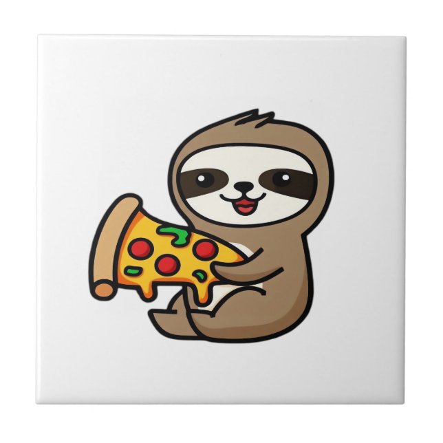 Bicho Preguiça Chibi Kawaii Engraçado com Pizza �  (Frente)
