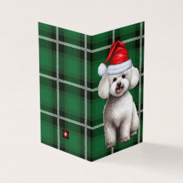 Bichon Frise Cachorro Férias Xadrez Verde Natal